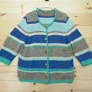 J. Jill Cardigan Sweater Womens Extra Large XL 3/4 Sleeve Button Up Cable Knit